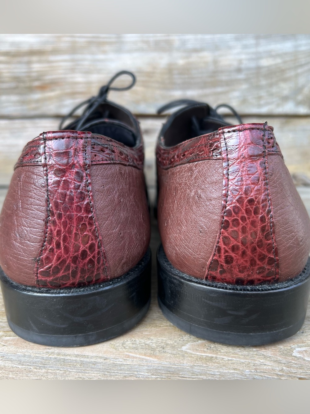 Mezlan Genuine Crocodile Luxury Derby Shoes Burgundy A64065 Men’s 10.5 M RARE - Picture 5 of 16